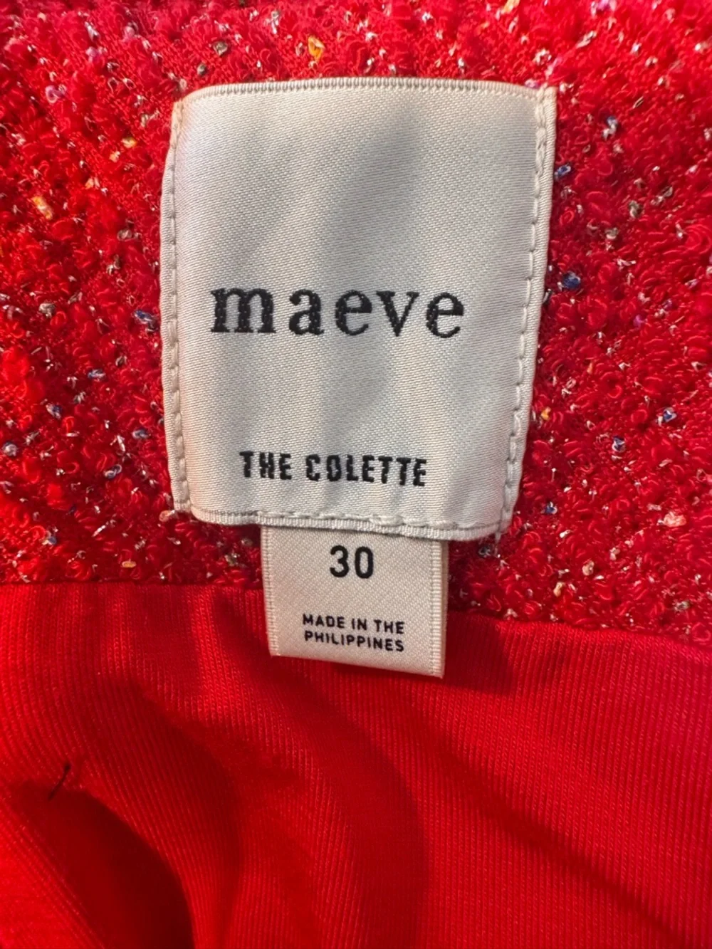 Maeve The Colette Crop Tweed Ruffle-Hem Pants - Red - sz 30 - NWT - Picture 12 of 14